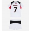 AC Milan Santiago Gimenez #7 Bortedraktsett Barn 2025-26 Kortermet (+ korte bukser)